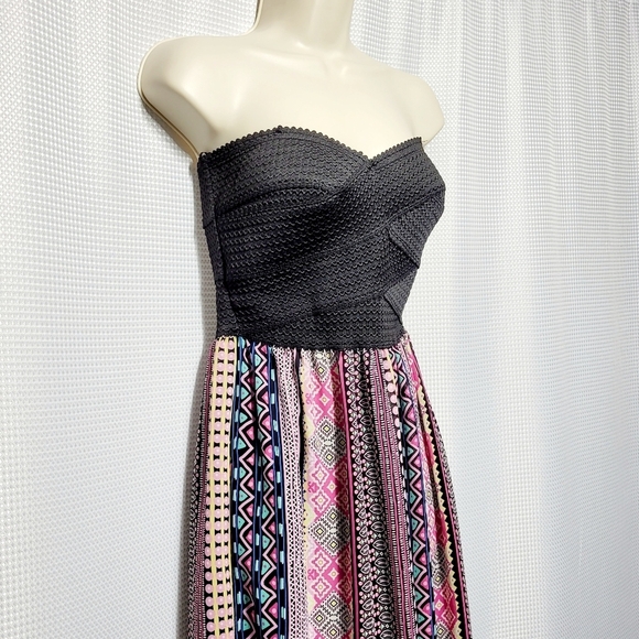 B. Darlin Fairycore Black Bandage Strapless Pink Flowy Maxi Dress (5/6) - Picture 3 of 13